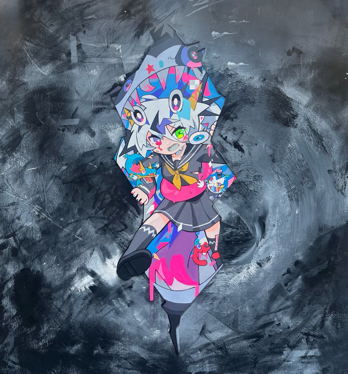 附和雷同な個性 #アナログイラスト #アクリル絵の具