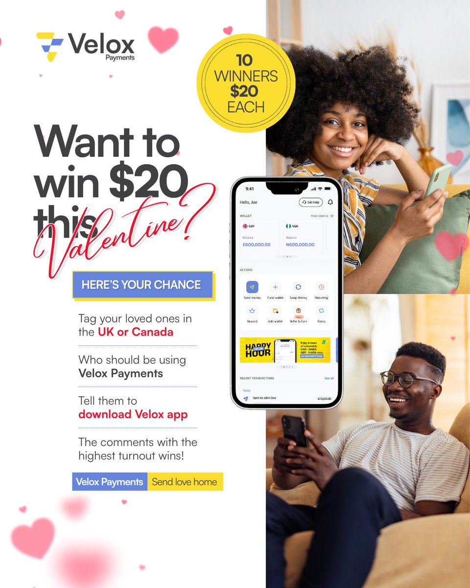 We’re giving away $20 to 10 Nigerians/Kenyans this Valentines season.

And it’s the easiest $20 to win!

Have them reply your comment with “DONE!” (We will verify 👀)

10 people will win this!

So you have higher chances of winning!

What are you waiting for?

Start tagging away!