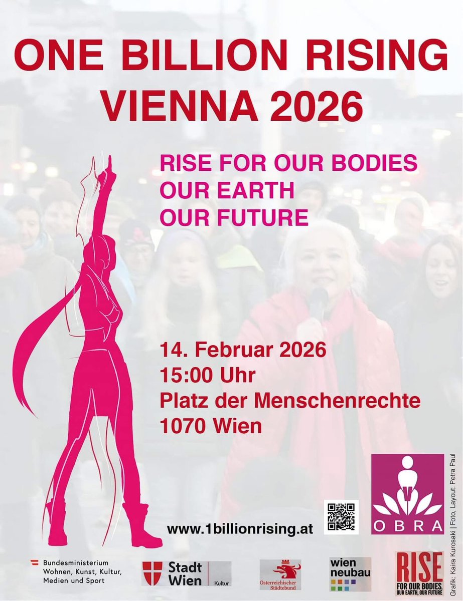 🙌 #1BillionRising ♥️

🗓️ 14.02.2026
🕒 15:00 Uhr 
📍 1070 Wien, Platz der Menschenrechte 
____
📷 #OBRA #OneBillionRisingAustria 2026