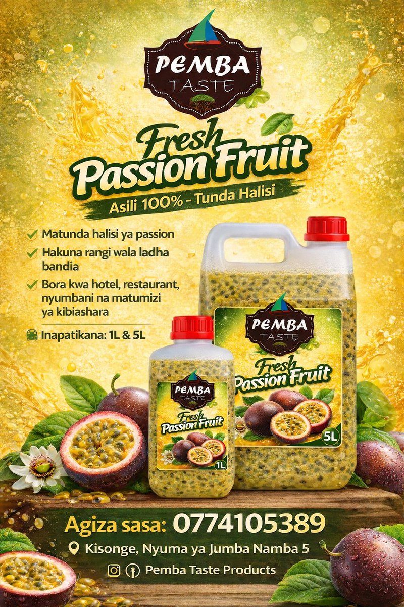 abriy_suleiman's tweet photo. Fresh Passion Fruit 🤗
5L 40,000 | 1L 9,000

📍 Kisonge, Behind House No. 5.
📞 +255 774 105 389 https://t.co/RZFzmrlaI2