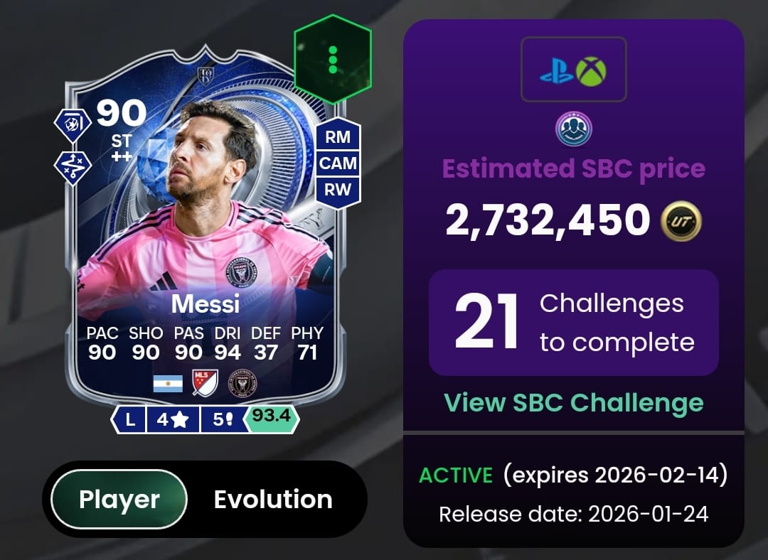 🚨 Last day to complete the Messi/Ronaldo TOTY SBC Have you already