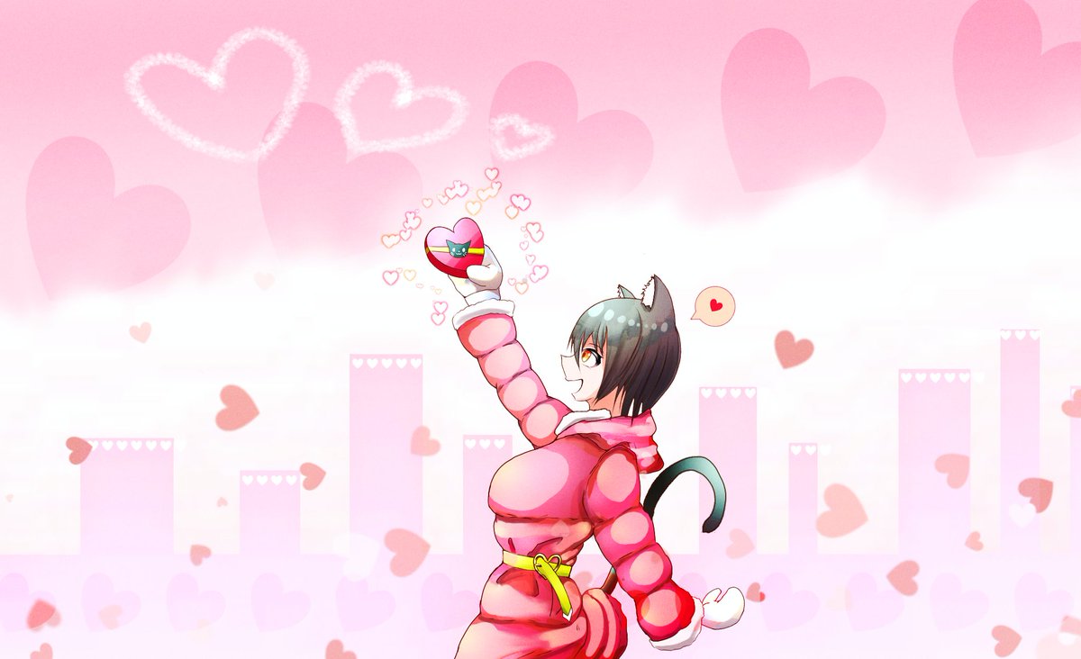 #バレンタインイラスト
#OC

柳桜ナツメ
「空まで愛があふれたみたい！」