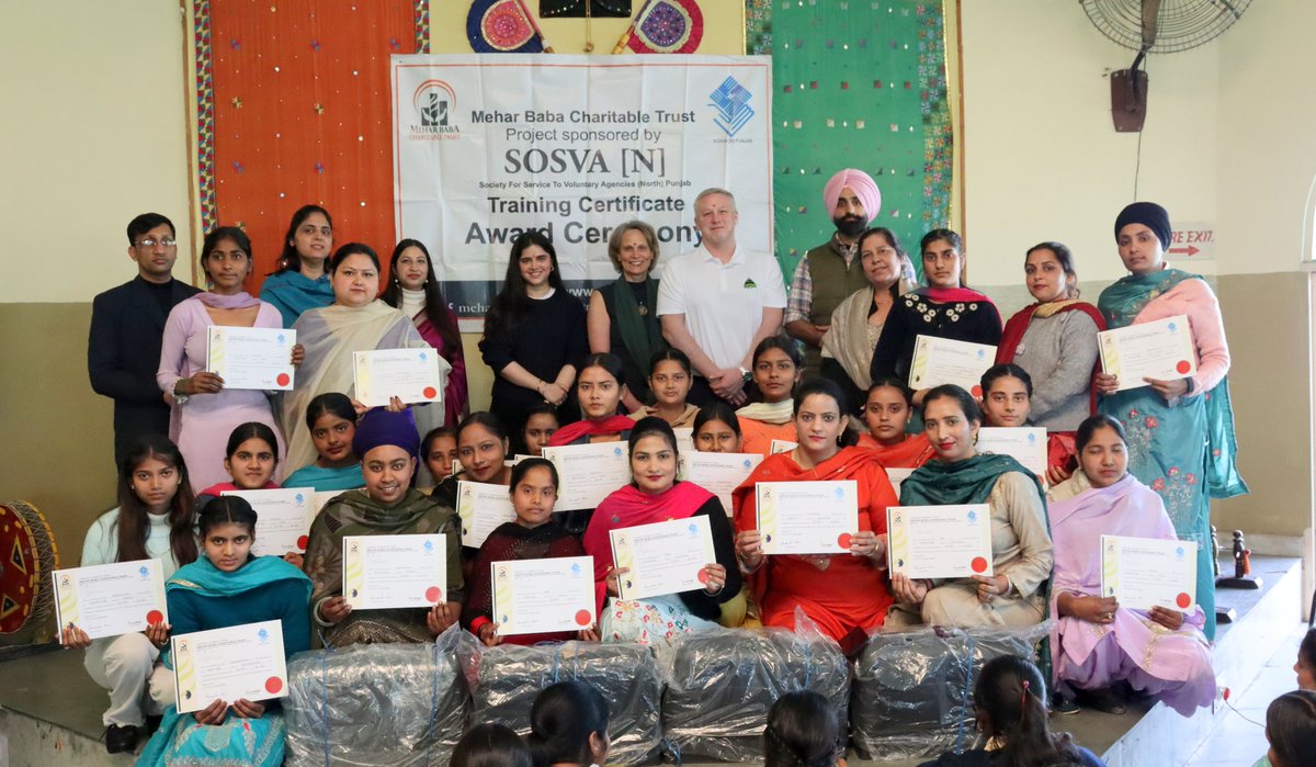 MBCT_Trust's tweet photo. Dr. James Mandigo, President &amp; Vice-Chancellor of University of the Fraser Valley (India) and Spouse Karen Natho visited @MBCT_Trust and awarded diplomas to 58 students of the 10th Batch (Cutting &amp; Tailoring, Skin &amp; Hair Care) under the MBCT SOSVAN Vocational Skills Program. https://t.co/Bz6LjU0La4