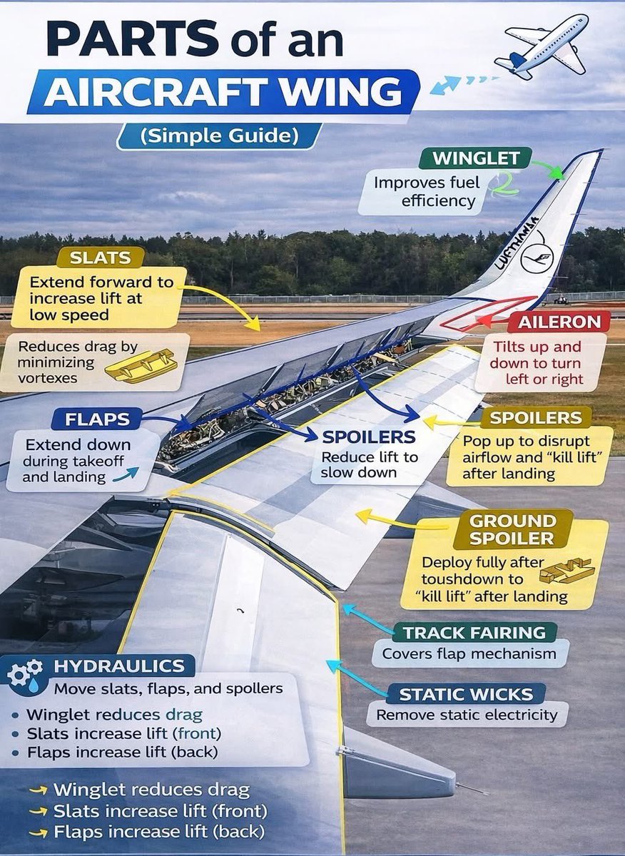 ✈️ Understanding the Aircraft Wing – A Simple Guide

An aircraft wing isn’t just a flat surface that keeps a plane in the air. It’s a highly engineered system built to generate lift, provide control, enhance safety, and maximize efficiency throughout every phase of flight.