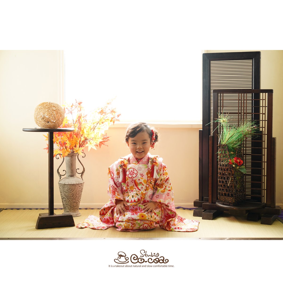🌸🎀 3歳七五三 🎀🌸 ちょこんと正座して、ぴしっ✨ なのに…にこーーー