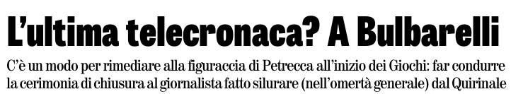AndreaMefi4753's tweet photo. La Verità non comprende che il vicedirettore di #RaiSport Auro #Bulbarelli ha commesso un grave errore etico e professionale e, in nome del suo odio nei confronti del presidente #Mattarella, chiede di affidargli la telecronaca della cerimonia di chiusura di #MilanoCortina2026. https://t.co/JSYKc1Qyij