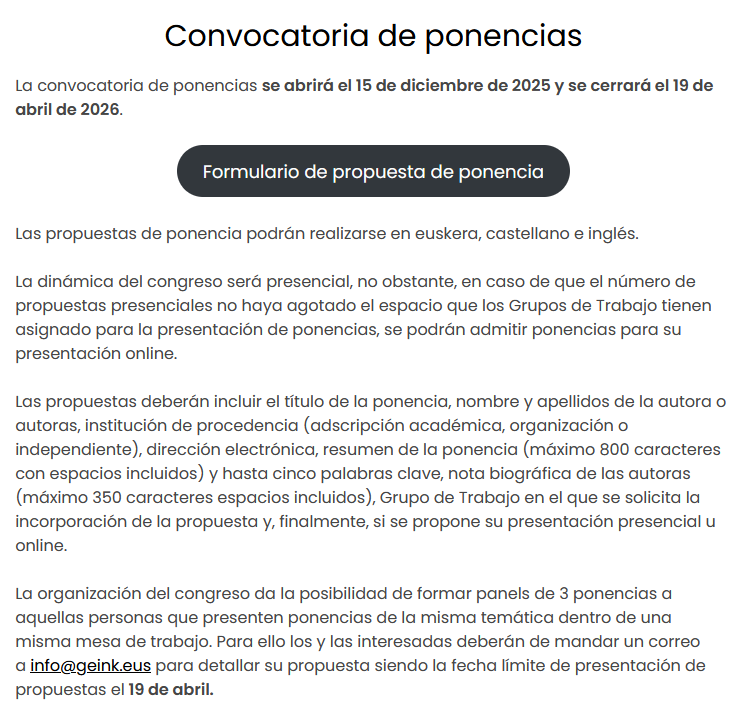 👉Ya has presentado tu propuesta para el Call for papers del GEINK?
En momentos de incertidumbre global, participa en este espacio de debate y comparte tus investigaciones.
📆Recuerda que tienes hasta el 19 de abril
📍Bilbao

geink.eus/call-for-paper…