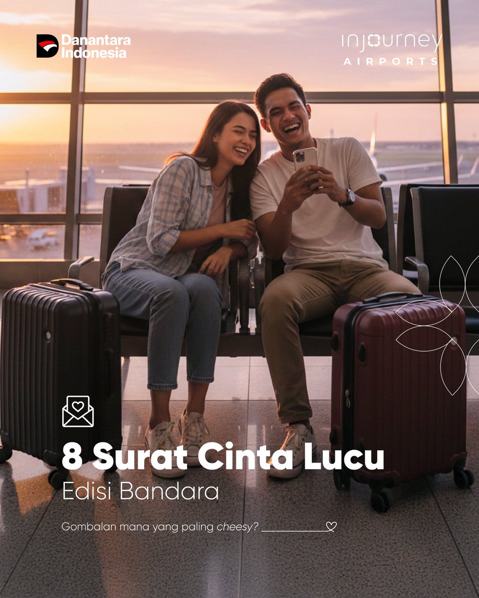 INJairports's tweet photo. Cinta itu kayak bandara: ada rindu yang mendarat, ada janji yang siap tinggal landas! ✈️💖 https://t.co/Y94YqbihMN