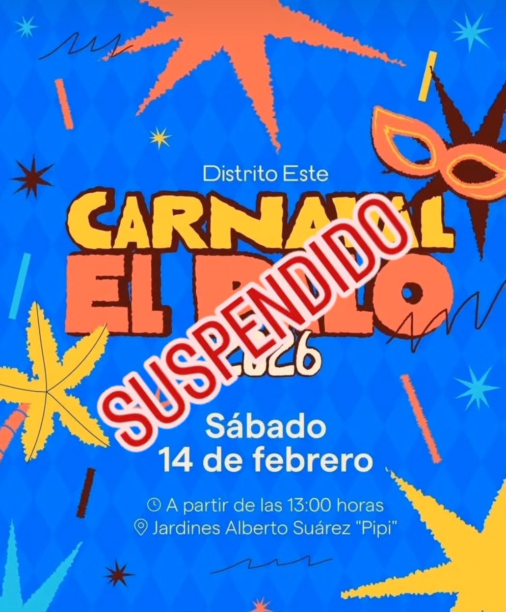 zoyderpalo's tweet photo. ⚠️ El Carnaval de #ElPalo se suspende debido a una #alertaamarilla por #viento 

🚧 @malaga prevé cerrar sus parques al público para proteger a los usuarios 

🏆 En días venideros, la Asoc. de Empresarios Málaga Este buscará una alternativa para el concurso infantil de disfraces. https://t.co/0DAF46yoQZ