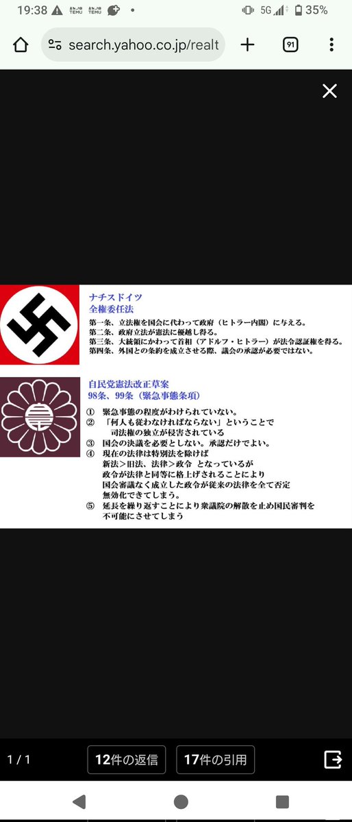 自民党緊急事態条項　ナチス全権委任法　

まるっきり同じだよ