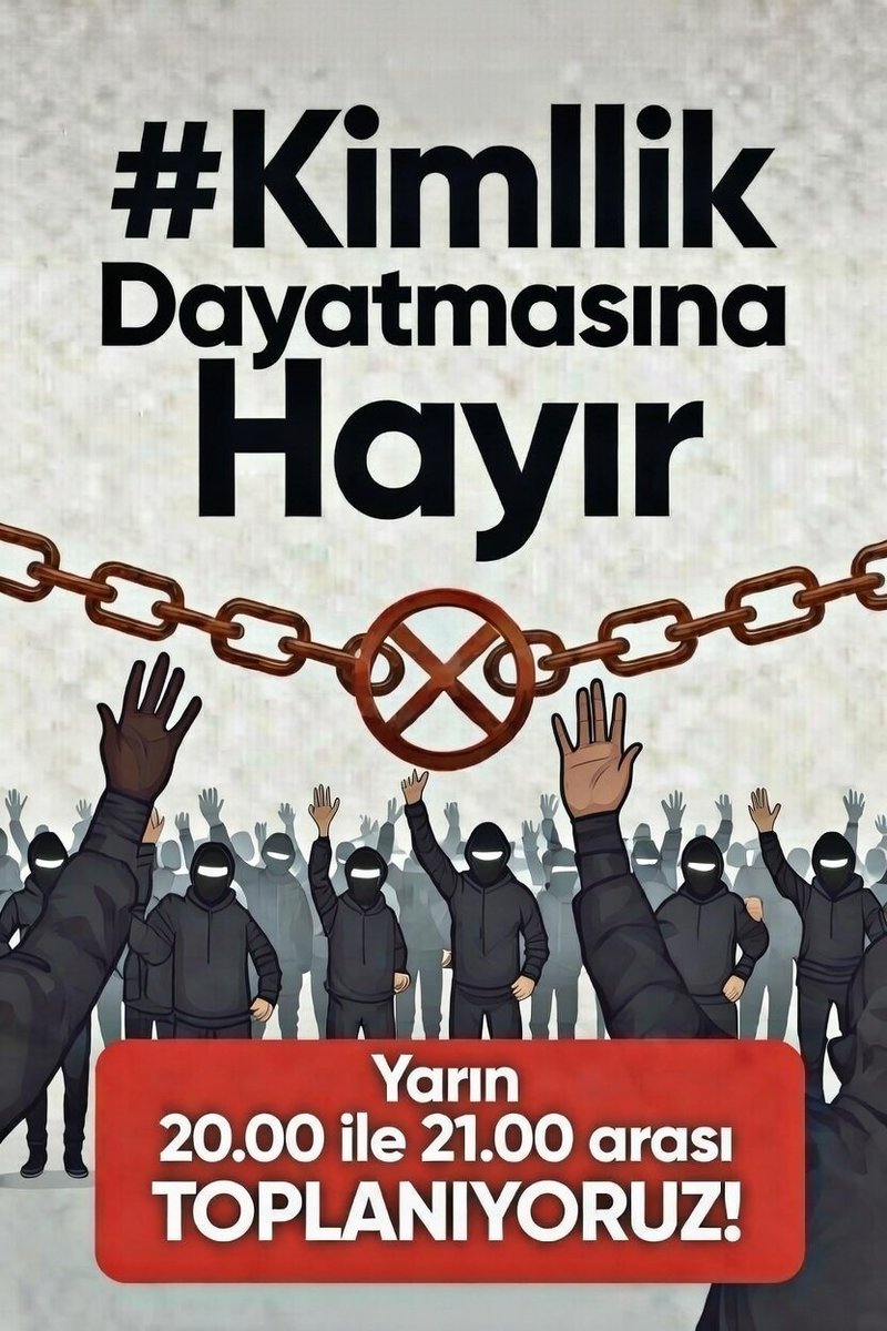 Ambivalens0's tweet image. YAYALIM!
YARIN 20.00-21.00 ARASI #KimlikDayatmasınaHayır TAGIYLA GÜNDEME GİRMEK İÇİN TOPLANIYORUZ!
Herkes yarın akşam bu tagı kullanarak en az 4 kelime ile paylaşım yapacak.

Kimlik dayatmasına, baskıya hayır diyoruz.Anonimlik hakkımıza sahip çıkıyoruz.

#OYUNUMADOKUNMA