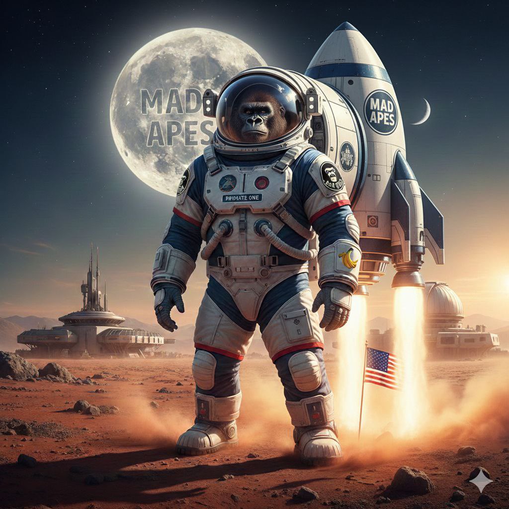 GM $MADAPE FAM 🚀🔥

We don’t wake up bearish.
We wake up building.

MAD APES just landed on the moon and the next stop is orbiting the Solana trenches 🌕

NFT DROP LOADING.
UTILITY INCOMING.
COMMUNITY STRONGER THAN EVER.

Lock in before the NFT mint goes live.
Early believers