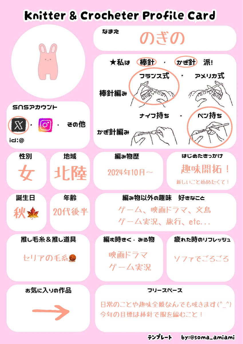 編むプロフ書いたよ