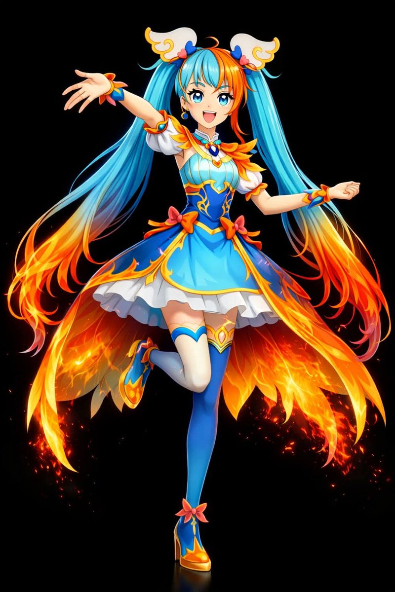 precure_idol's tweet image. Chan Sora skywings fire blue 🩵🔥🔥🩵 #precure #AIイラスト︎ 2026