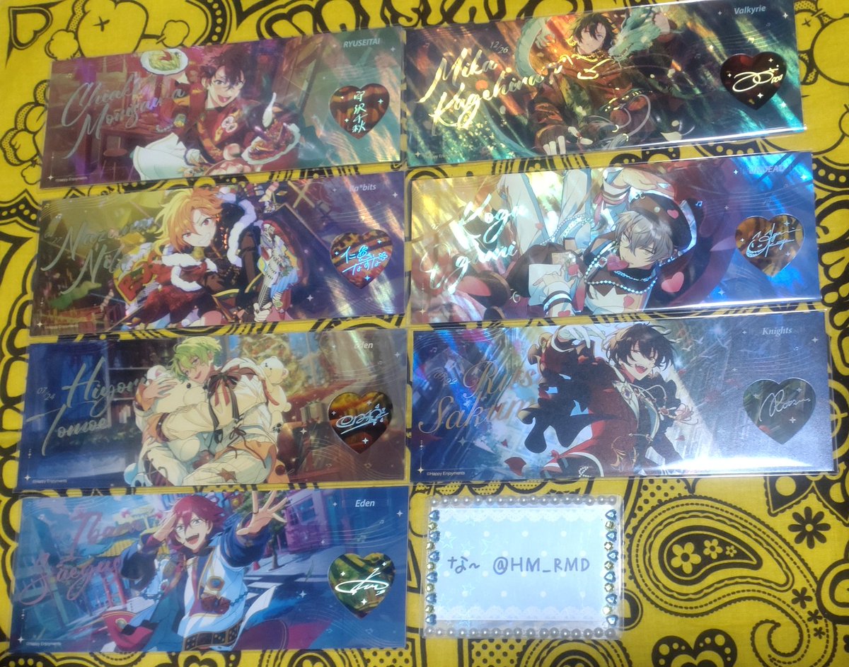 HM_RMD's tweet photo. @1 【交換】
あんスタ 中国 心悦 ホロチケ ホログラムチケット

譲）画像参照

求）3弾零 司>一彩>レオ>桃李

画像1枚目は同弾どうしの交換希望
2枚目は過去弾との交換も可
まとめての交換最優先（一部最優先含むまとめてのみ）

よろしくお願いいたします。 https://t.co/8uDDLzbxP3