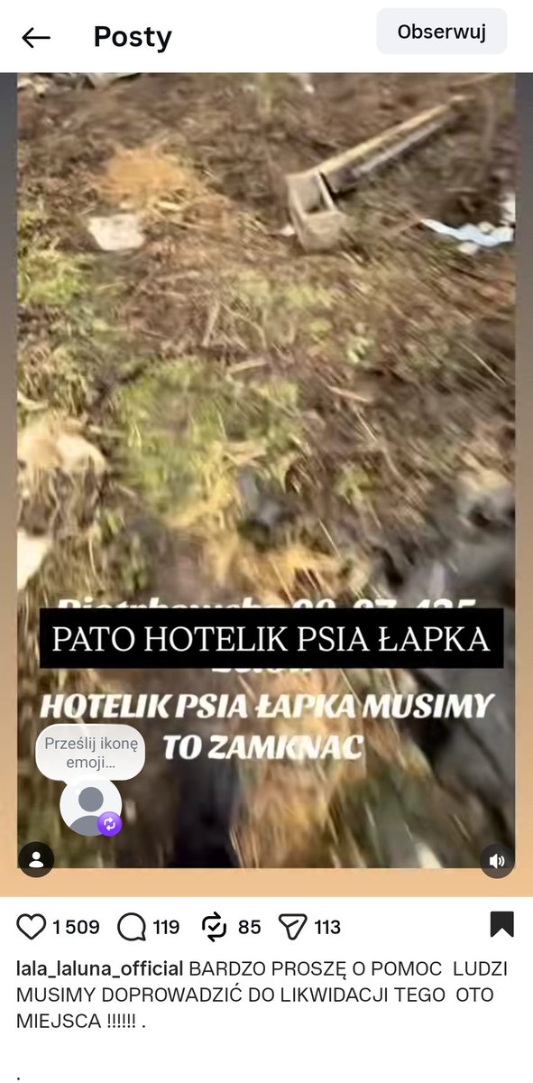 "Hotelik" Psia Łapka.
Pay zabiedzone, chore, doprowadzone do śmierci.. 💔
Apel La Luny.
Ostrzegam,  że na swoich filnikach nie przebiera w słowach.

instagram.com/reel/DUumt3sgq…