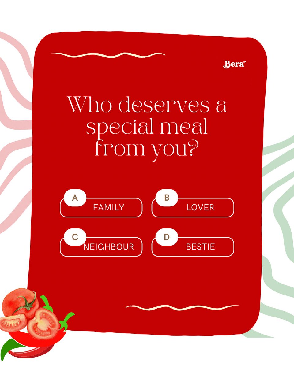 beratomato's tweet photo. Tell us!

And don’t forget to cook for them with our 100% natural tomato and pepper pastes 🥰

#valentines https://t.co/B5r6VHCcVi