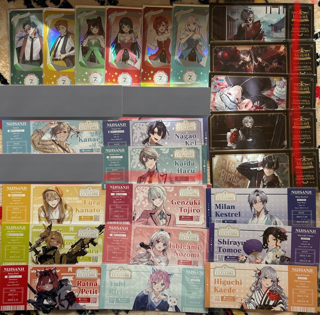 minase0914's tweet photo. 【交換】にじさんじ 8th Anniversary チケット風カード 百貨店 ポップアップ特典

譲→画像1〜3枚目
求→画像4.5枚目

紫・赤線は🤍との交換優先。
💛のみ上下に凹みあり、お取引の際に詳細画像送らせて頂きます。
郵送のみになりますが、よろしくお願いいたします。 https://t.co/XSGR4uPKnk