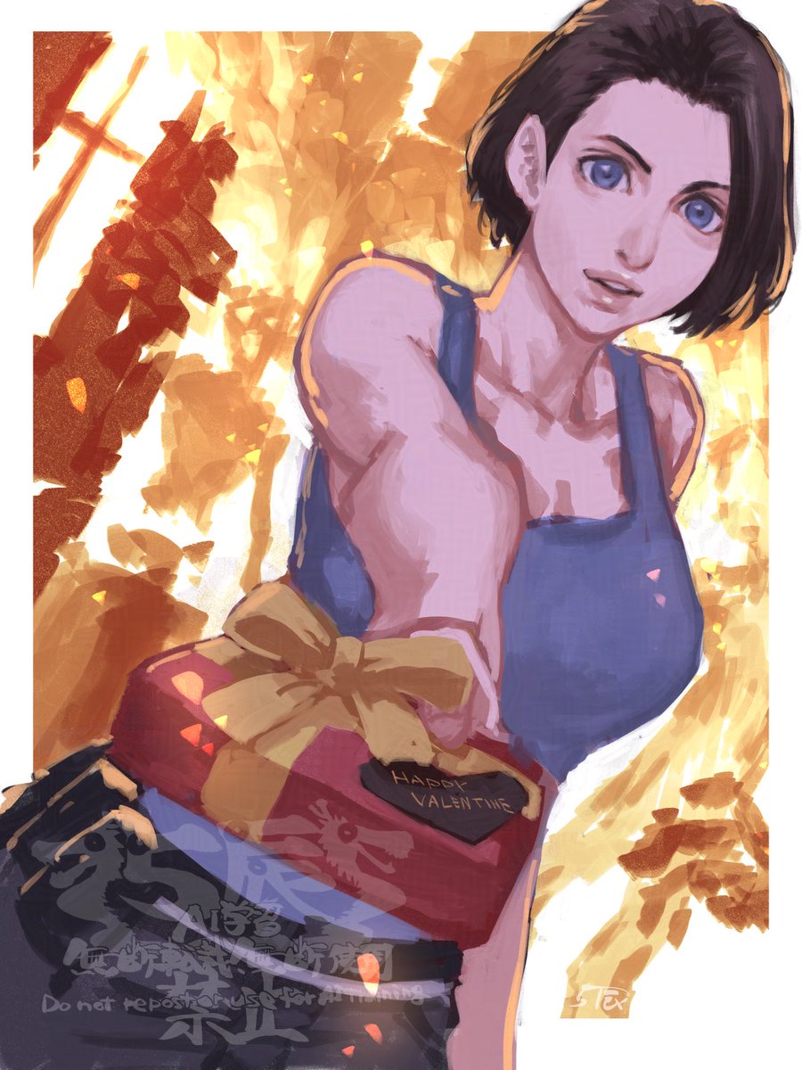 1日1絵　111枚目
ジル・バレンタインさんからバレンタインプレゼント

今！？

RE3/ジル