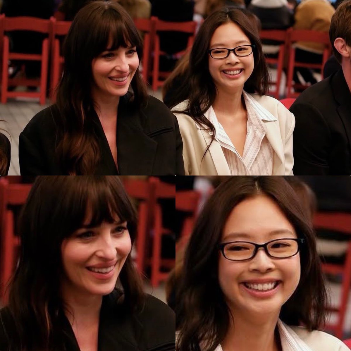 🚨 Blinks are asking their fanpages to delete the pictures of Jennie and Dakota Johnson because Jennie was mogged badly &amp; looks vgly next to her