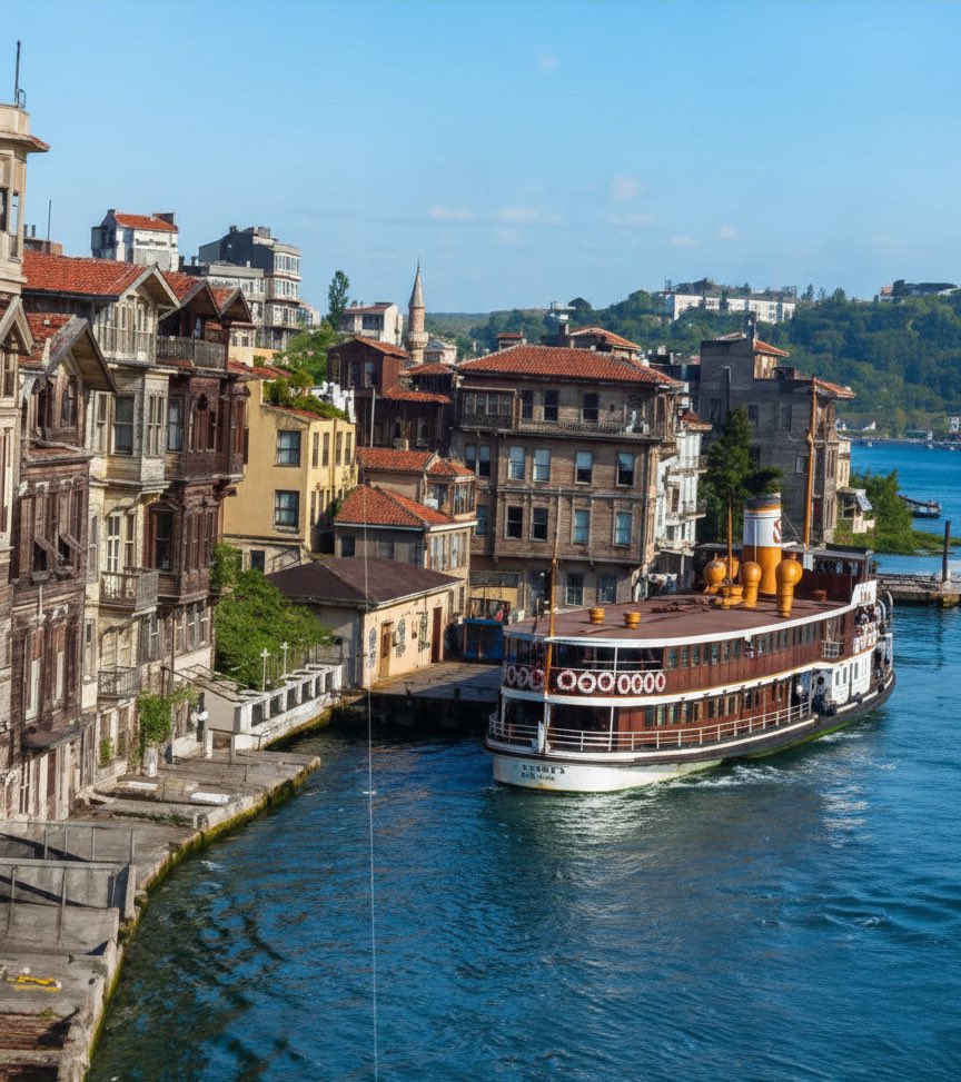 Arnavutköy iskelesinden kalkan şehir hatları vapuru… 1960'lar.