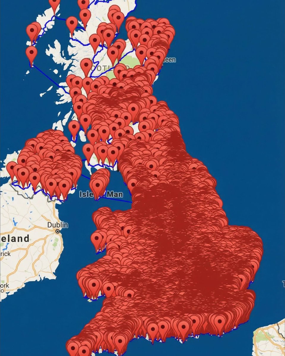 FBAwayDays's tweet photo. A map that has marked every single pub in the UK...

Great Britain. 🍻 https://t.co/qQeRtF5iR1