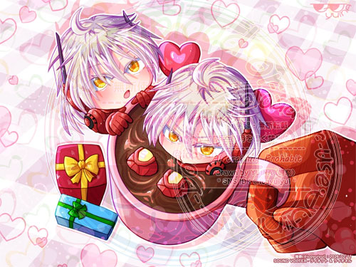 【二次創作 / Fan Art】
SOUND VOLTEX - ライオット &amp; ライオネル

ホットチョコレートでハッピーバレンタイン！

スタンプ無しver.はサイトに掲載↓