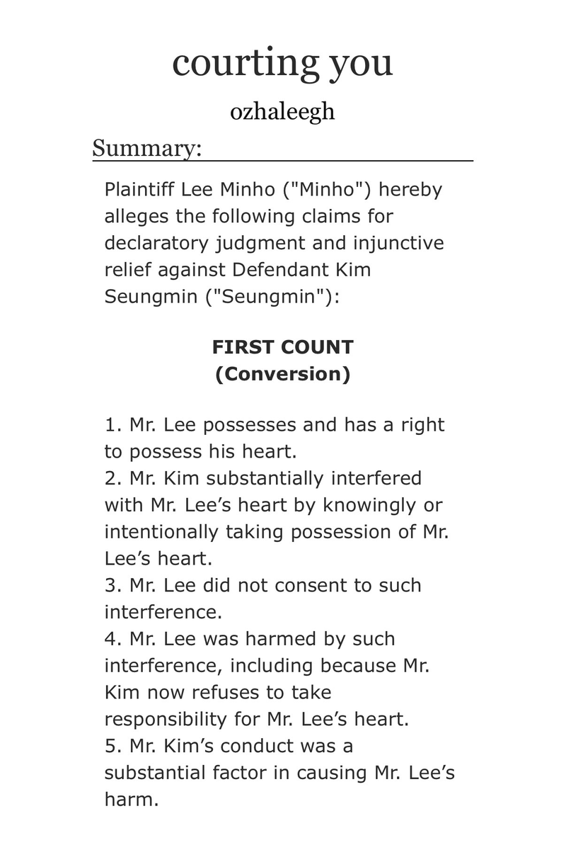 ozhaleeghh's tweet image. courting you

✏️ 2mn 🐶🐰
 🧑‍⚖️rated G
✏️ 1k
 🧑‍⚖️lawyer au, rivals to lovers, valentine's day fluff

🔗 link in reply