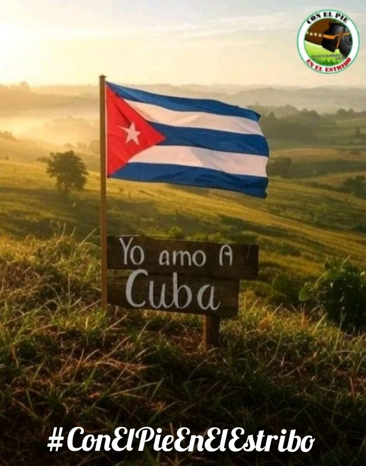 (...)Por tu monte y tu sendero,
por tu gente que es mi gente,
vivo erguido y firmemente
con el amor por mi bandera...
#CubaEstáFirme 
#ConElPieEnElEstribo