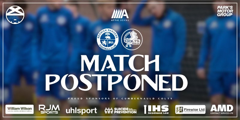 OfficialCColts's tweet photo. ๐๐๐ง'๐ฌ ๐๐๐ง๐ข๐จ๐ซ ๐๐๐๐ฆ | ๐๐๐ฆ๐ ๐๐๐ โ
This afternoon's match away to Berwick Rangers has been postponed due to a frozen pitch at Shielfield Park.
Updated match details will be issued in due course.
#BERCMB | #MonTheColts ๐๐ https://t.co/daBs3V0j2h