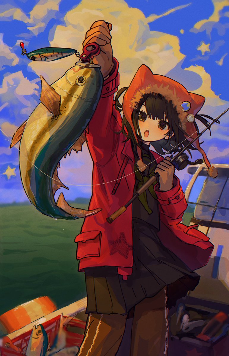 魚が釣れた.ᐟ.ᐟ