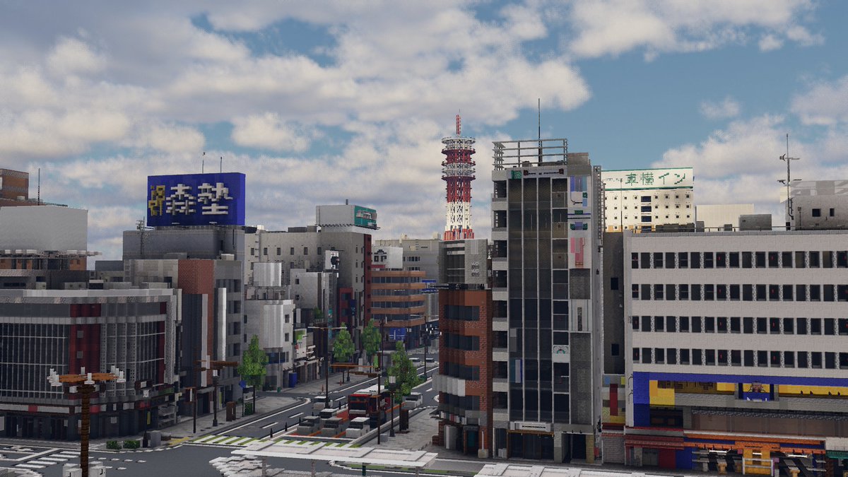 地方都市の駅前
#小沢市 #Minecraftbuilds