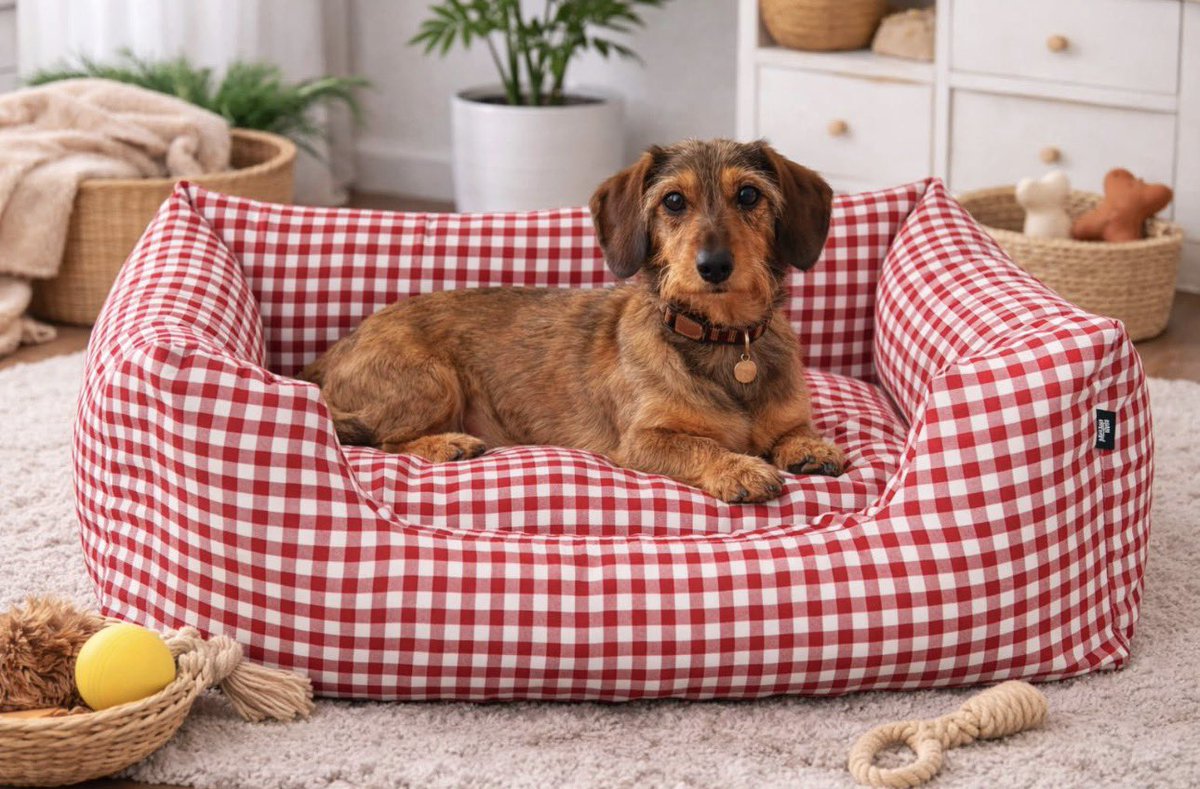 Schickes und super bequemes Hundebett der pfötchenalarm comfort line mit großen Karos :)
