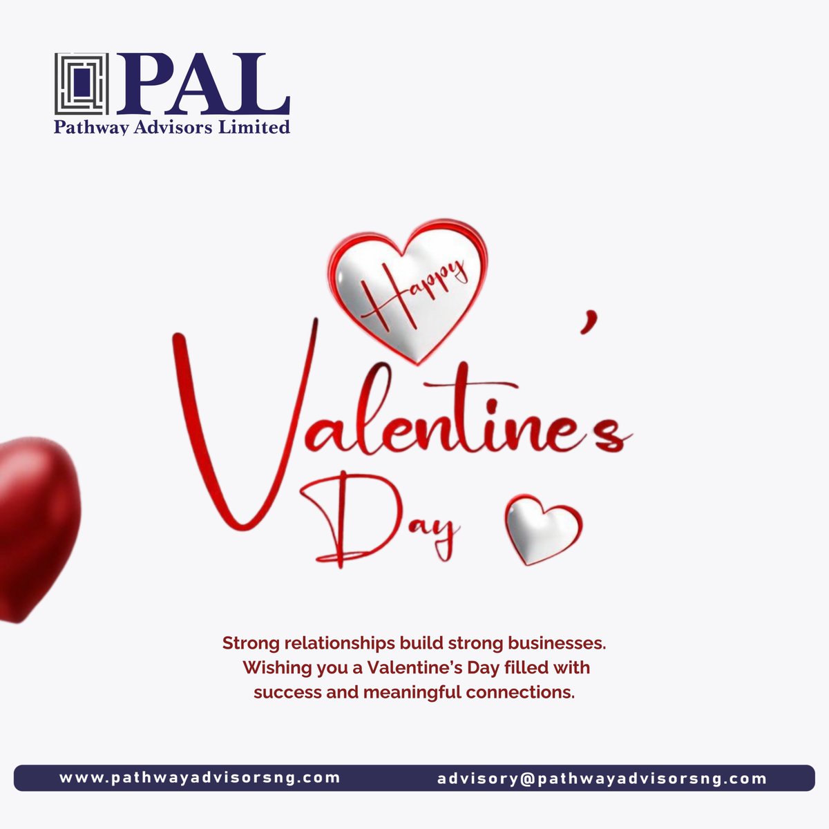 PathwayAdvisors's tweet photo. Strong relationships build strong businesses.
Wishing you a Valentine’s Day filled with success and meaningful connections.
#ValentinesDay #HappyValentinesDay #LoveAndAppreciation #ValentineVibes #CelebrateLove #CustomerLove #ValentineSpecial #TogetherInLove #February14 https://t.co/UaMyqv1qmK