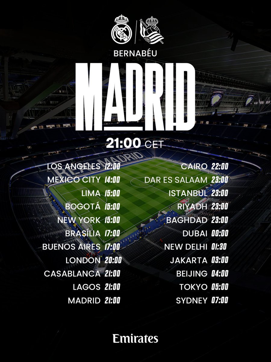 🗺️ ¡Estos son los horarios del partido! 
✈️ @Emirates
