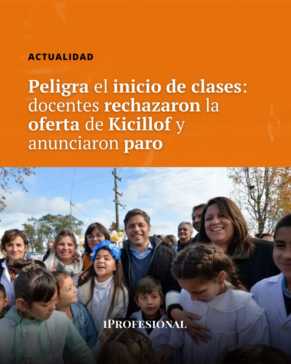 iProfesional's tweet image. 📚 🇦🇷 Docentes rechazaron la oferta de Kicillof y el paro anunciado pone en riesgo el inicio de clases del ciclo 2026 en la provincia de Buenos Aires

🔗 Leé la nota 👉🏼 mrf.lu/3P_G

#ParoDocente #Clases #Educación #BuenosAires #Argentina