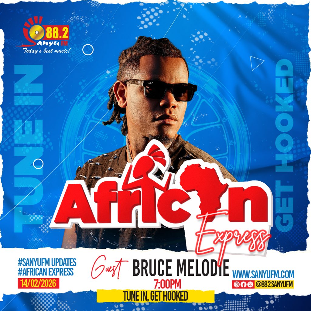 882SanyuFM's tweet image. Tune in to African Express on 88.2 Sanyu FM tonight at 7:00 PM! 🎙️

We have the incredible Bruce Melodie in the studio for an exclusive session a head of the  #SerendipitySidechicEdition taking place at Guvnor this Sunday!

#AfricanExpress