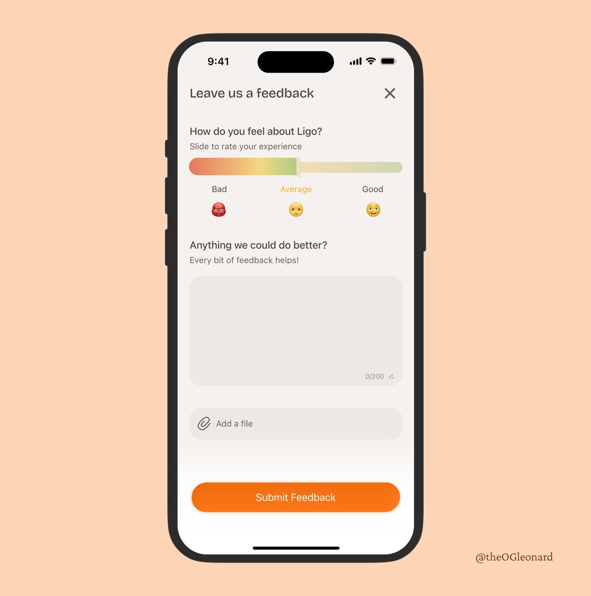 Feedback screen from a mobile app project I just completed✨