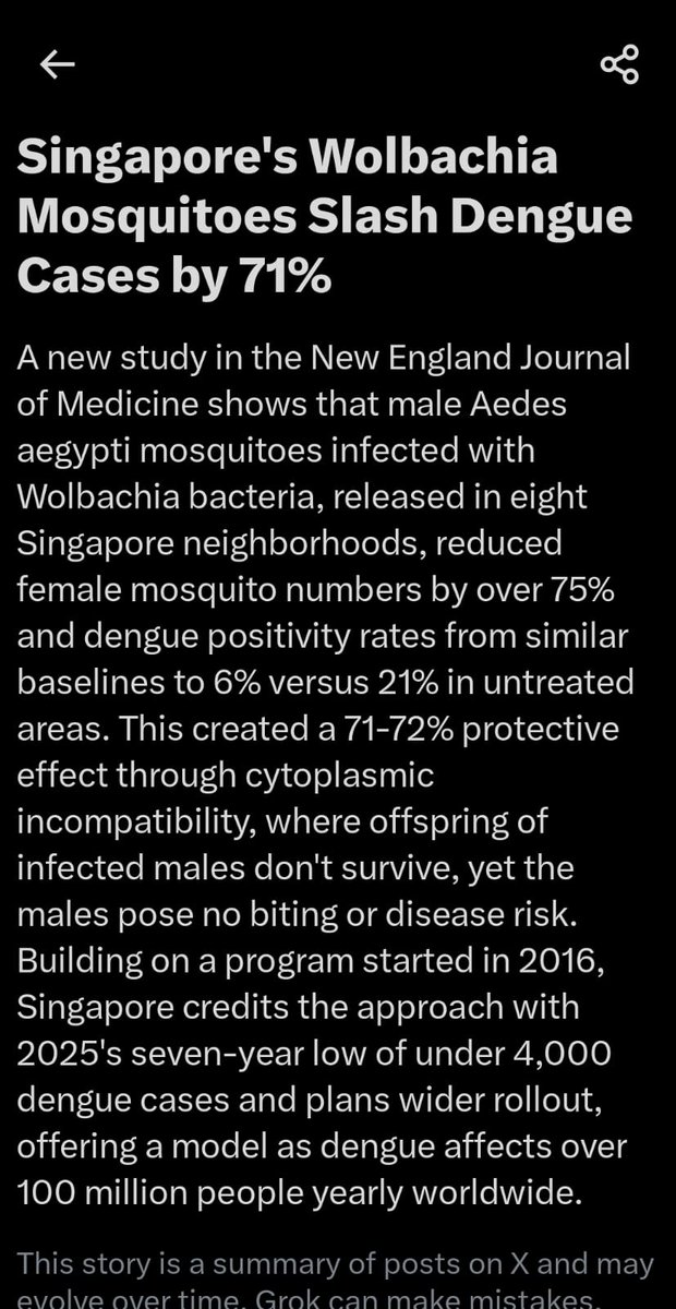 thetruetrue's tweet image. Any idea if this is being explored. The last reference to this online is via this article @the_hindu  in 2024 
#dengu #wolbachia
@mybmc @MoHFW_INDIA 

@public_pulseIN @zoru75 @AamAadmiParty @BJP4Maharashtra @INCIndia @BBCHindi @Republic_Bharat 

thehindu.com/sci-tech/healt…