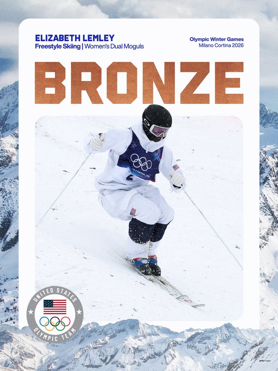 HISTORY MAKER! 🥉

Elizabeth Lemley earns bronze in the first-ever Winter Olympics dual moguls competition.