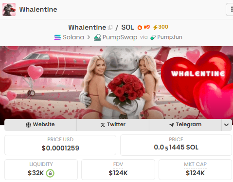 IT'S TIME FOR THE PEAK $WHALENTINE RUSH  ❤️‍🔥

Happy Valentine Day, fam!!!

I know this recent steep dip in $Whalentine brings more FUD for the holders, but the good news is <a href="/Whalentineonsol/">Whalentine</a> team is still here, building and shipping along

ofc today is the peak for the LOVE meta,