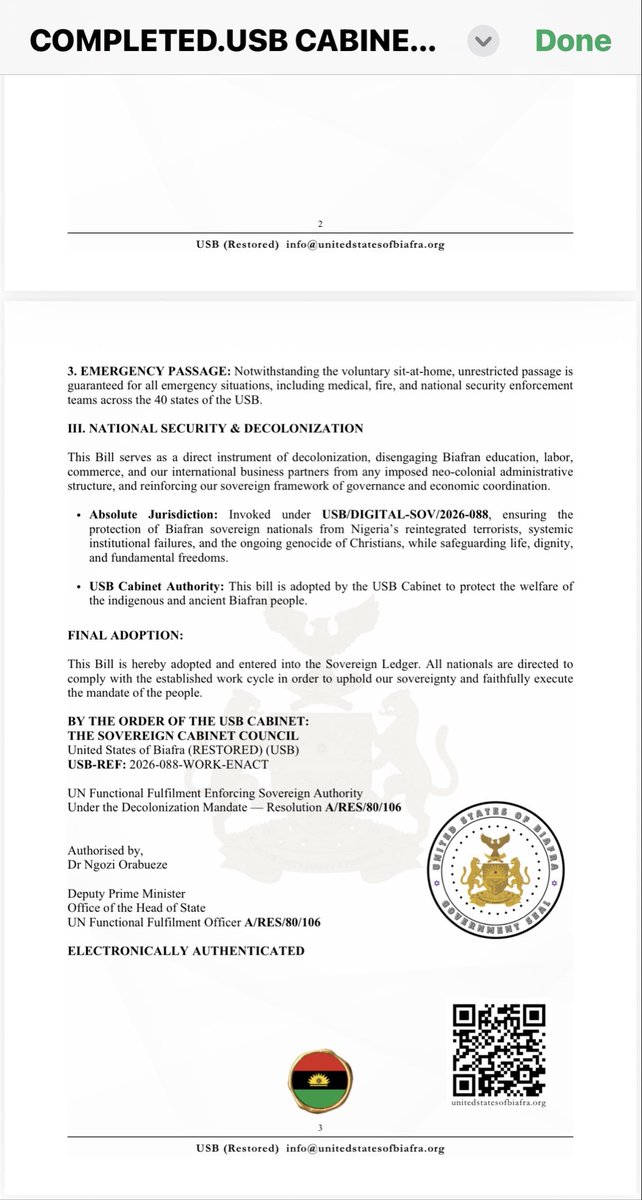 Onyenso1n2bia's tweet image. Breaking News,,

The 40 States of the Biafra Nation, Voluntary civil demonstration, aka MONDAY SIT AT HOME, and the 4 WORK DAY in a week, 'BILL' is now Signed by the DPM and the #USB cabinet, to protect the Biafra citizens from the Intruders, who is Occupying Biafra Land.