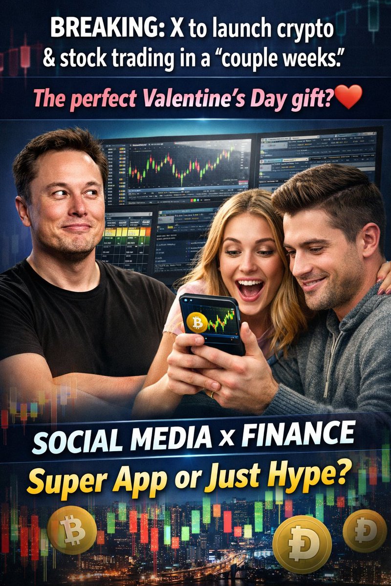 Wild if this actually drops soon.

If X lets you trade crypto and stocks straight from your timeline, timelines turn into terminals overnight.

Is this the moment social platforms become financial super apps or just another hype cycle?

Time's about to tell.