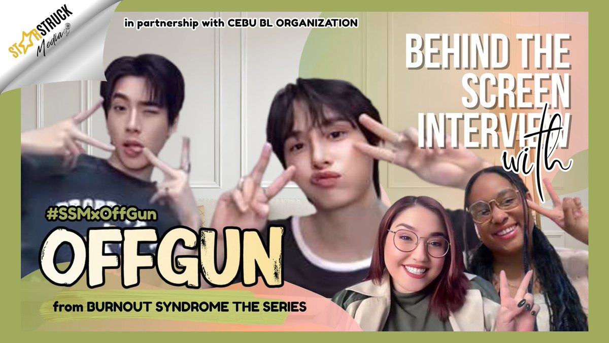 ‼️OUT NOW ‼️

Check out our interview with <a href="/off_tumsial/">OFF JUMPOL</a> &amp; <a href="/AtthaphanP/">ATTHAPHAN PHUNSAWAT</a> as we talk about Burnout Syndrome! 

youtu.be/FMoippdXqr4

#SSMxOffGun #BurnoutSyndromeSeries #OffGun #OffGun_Schedule
