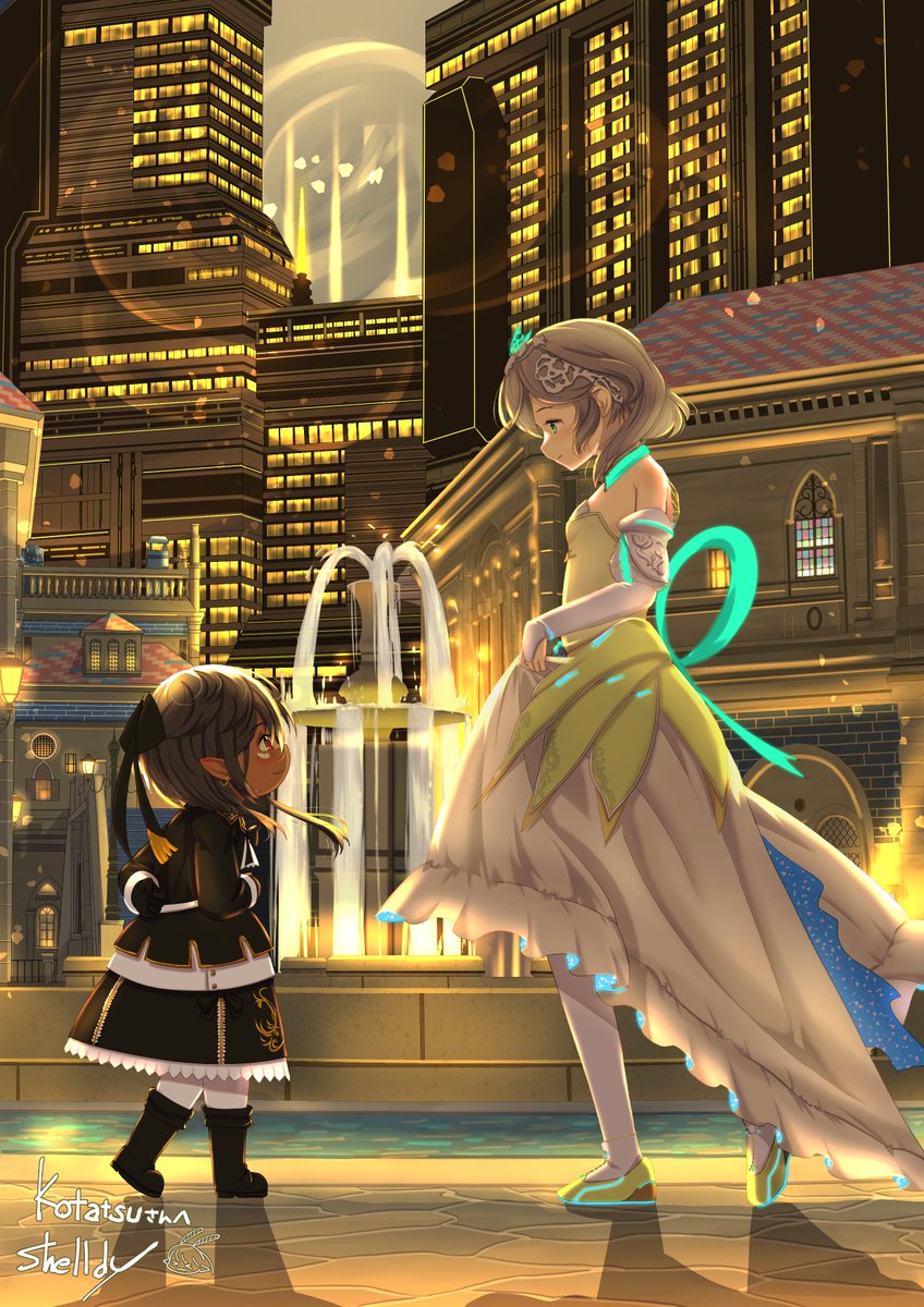 In the light of the Living Memory, Sphene answers Dran’s invitation to dance.
Whatever trials await their journey, this moment belongs only to them, and a quiet dance begins.
Thank you for the Skeb request.