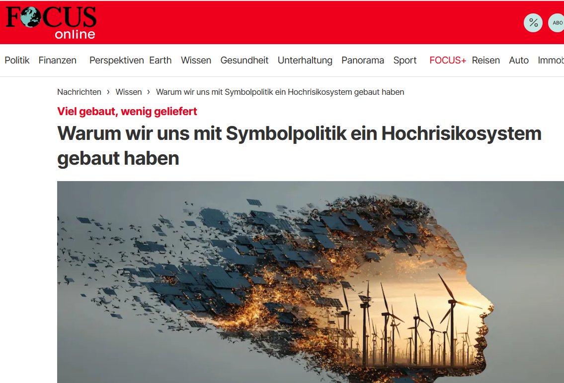 „Die Leistung von 50 Atomkraftwerken gebaut, 3 Prozent geliefert.“ (*) 

Eine drastische Bestandsaufnahme von @FocusOnline zur Energiewende:
– kostet eine unbekannte Anzahl von Billionen Euro für direkte Förderung, Systemkosten, strompreissenkende Maßnahmen und Stromimporte
–