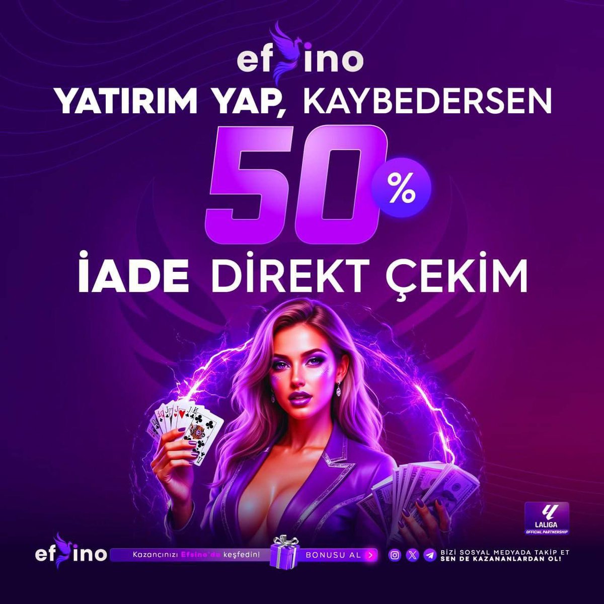 EFSİNO’DA KAYIP BİLE KAZANCA DÖNÜŞÜYOR! 

Şansını denedin ama istediğin sonucu alamadın mı!

Efsino’da minumum 1000₺ maksimum 10.000₺ yaptığınız yatırımı kaybederseniz %50 iade seni bekliyor ve üstelik direkt çekim avantajıyla! 

Güncel Giriş: t2m.io/efsinososyal