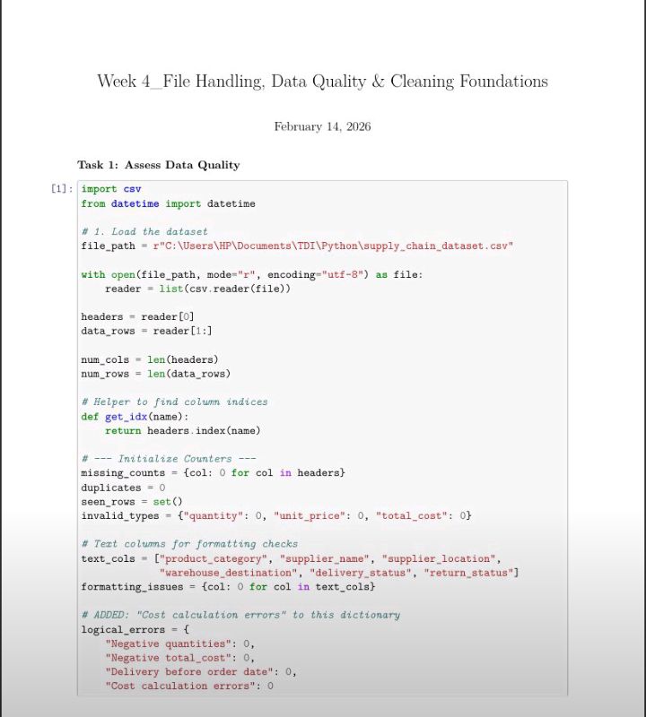 Emuvin_analyst's tweet photo. Week 4 python class with #TDI was all about cleaning foundation, data quality, file handling 
@TDataImmersed 
@DabereNnamani 
@ThePSF https://t.co/6RuvSV0uVV