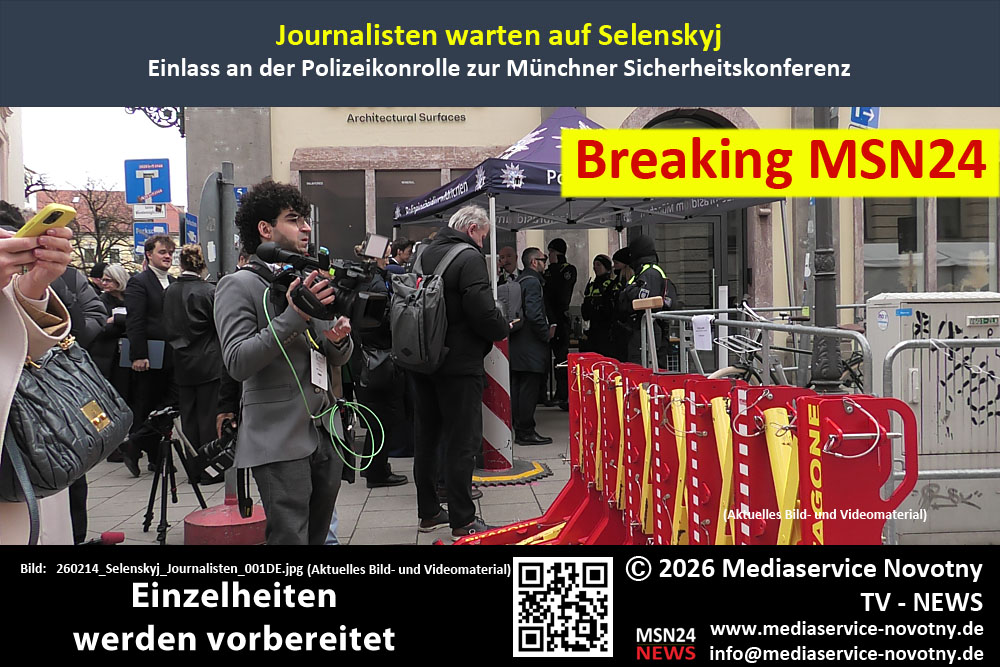 Warten vor Kontrolle auf den Ukrainischen Präsident Wolodymyr Selenskyj.