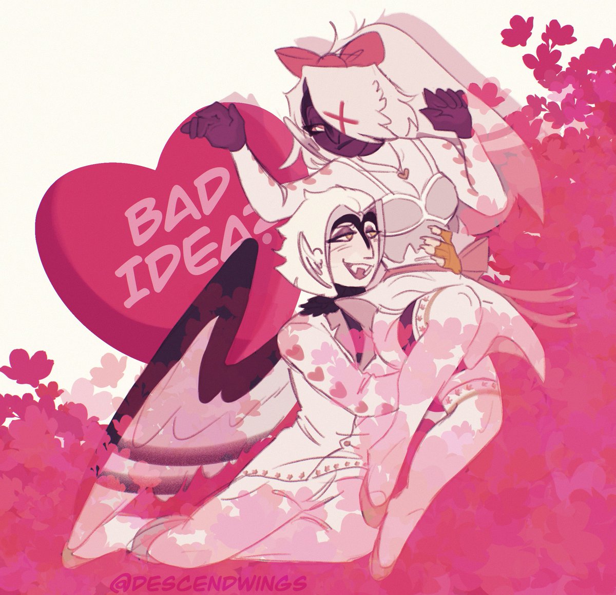 descendwings's tweet image. happy valentine's day 💝

#hazbinhotel #fallenwings #luggie